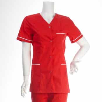 Туника с къс ръкав и копчета - червена