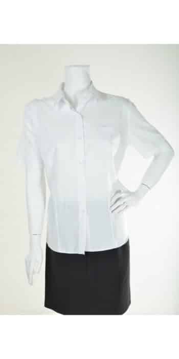 Риза дамска с къс ръкав класик – бяла