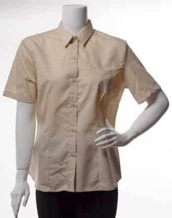 Риза дамска с къс ръкав класик - бежова