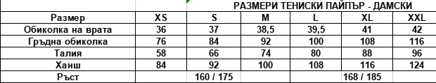 размер на дамска тениска