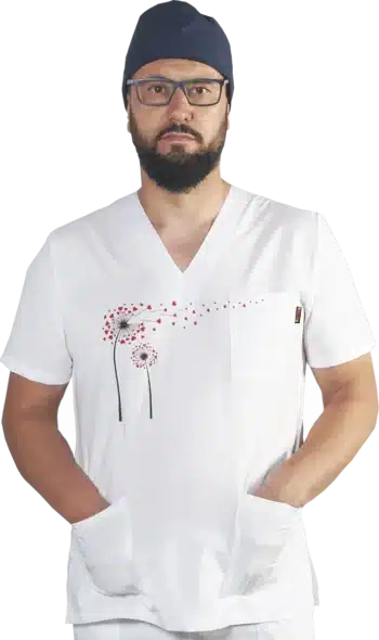 Медицинска туника унисекс с печат глухарче