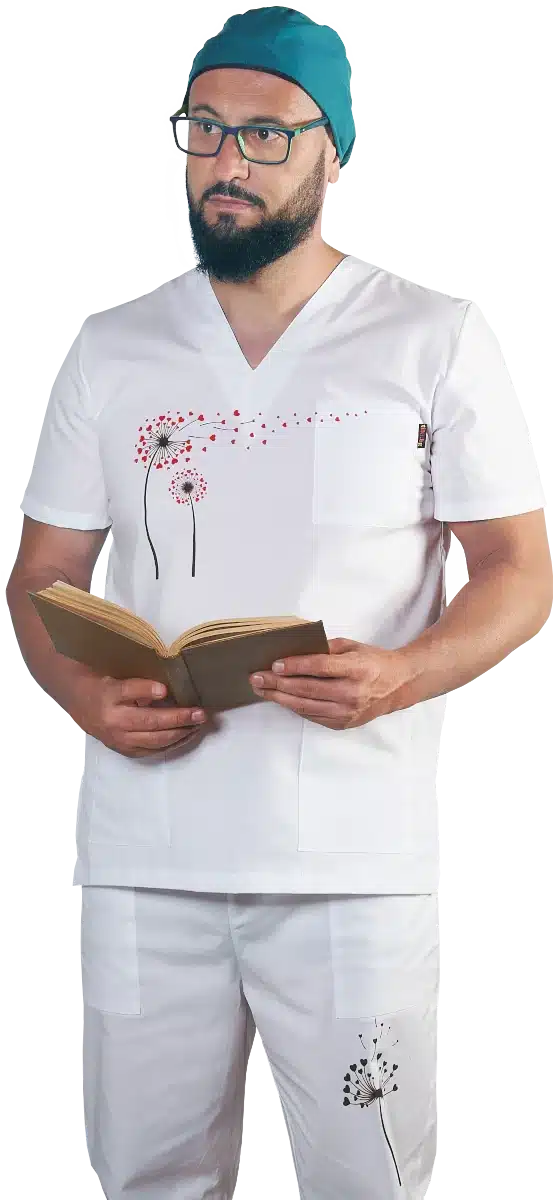 Медицинска туника унисекс с печат глухарче - Image 2