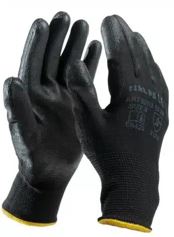 Черни работни ръкавици топени в полиуретан
