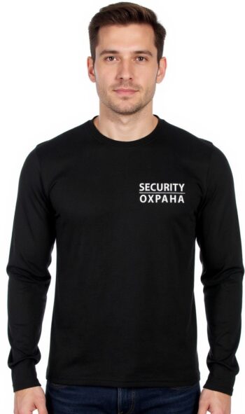 Тениска Охрана с дълъг ръкав - черна