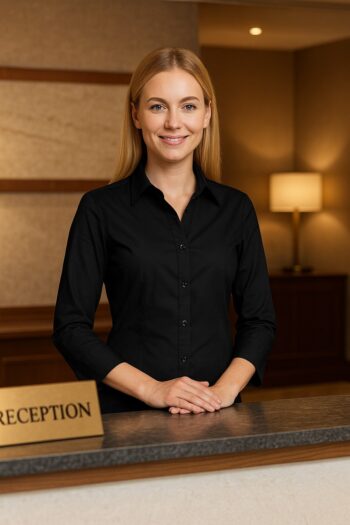 Дамска риза Стил – черна с дълъг ръкав