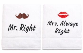 Комплект хавлии за двойки – Mr & Mrs с бродерия