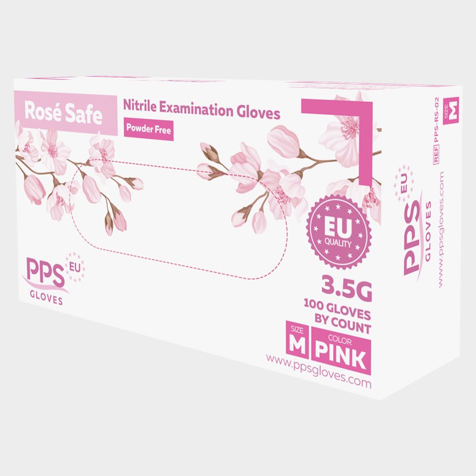 Нитрилни ръкавици без пудра PPS ROSE SAFE PF - Image 3